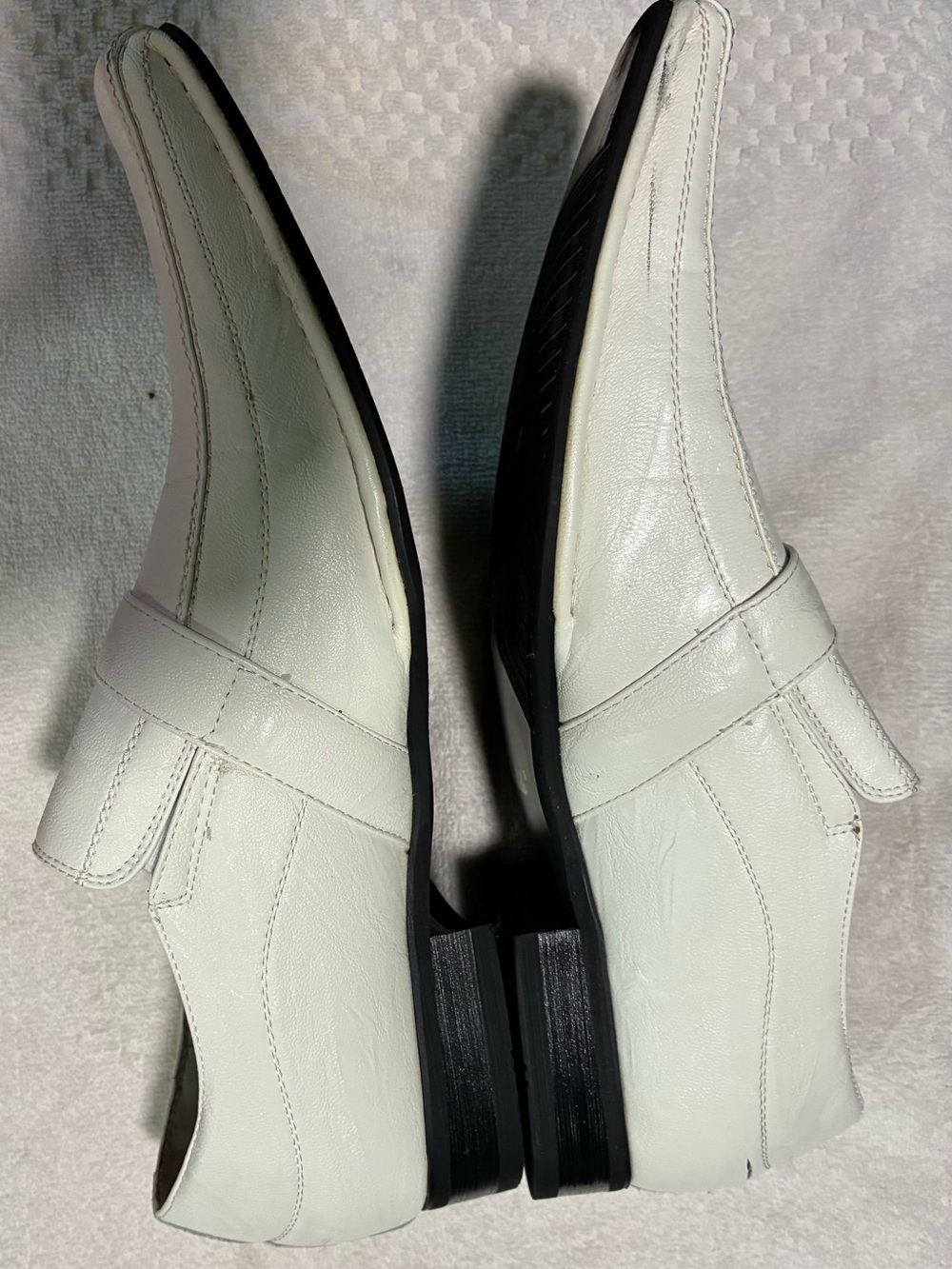 Delli Aldo Felipe Men's White Leather Slip-On Loafers with Silver Buckle Accent - Picture 6 of 13